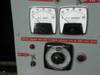 Controller panel detail — General Electric AC Volts (0–150) and AC Amperes (0–100) panel meters, ALC percent input dial, bypass toggle switch, and red indicator lights with timer note label