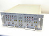 LNR DC4-D1 Down Converter 4U rackmount chassis front panel showing two DC4-D1 down converter modules and center CONTROL section with mode select, alarm indicators, and BNC connectors