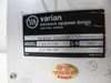 Varian VJW6767D8 rear label — Varian Microwave Equipment Division, Model VJW6767D8, S/N 162, Part 112780-00, Made in USA, Varian MED Inspected and Accepted by ERMA