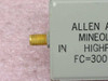Allen Avionics Highpass Filter — close-up of IN-port SMA female connector on metal housing end