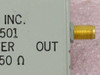 Allen Avionics Highpass Filter — close-up of OUT-port SMA female connector showing label text INC FILTER OUT 50 Ohm