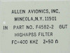 Allen Avionics Inc. F4582-2 Highpass Filter FC= 400 KHZ Z= 50 Ohms