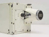 Photo-Sonics KB-19A – lens-end view showing Schneider-Kreuznach lens with aperture ring f/2.8–f/22 and mounting bracket