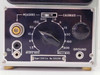 Close-up of Radiometer Copenhagen CDM 2e lower front panel showing Measure/Calibrate rotary range selector (1.5–500 Micro MHO and Milli MHO), Gx input connector, Ground terminal, and type plate reading CDM 2e No. 155098
