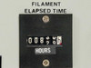 Filament Elapsed Time mechanical hour meter showing 829 hours on the CR683-75 TWTA