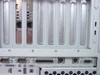 HP NetServer LH3r rear I/O port cluster showing serial, parallel, PS/2, VGA ports and two RJ-45 data connectors