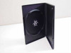 Black single disc case open, showing interior disc hub tray and spine with locking tab