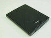 TEAC DVE28E external DVD-ROM drive front view showing top casing with deep scratches and TEAC logo with disc tray slot visible
