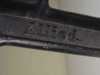 Close-up of Allied brand name cast into the spray gun handle body