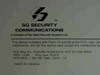 SG Security Communications label showing FCC Reg No. F53CAN-74349-KX-N, FCC ID F53LINKS1, RJ31X plug type, Made in Canada