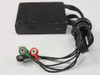 Scole Engineering ECG recorder rear/side view showing power switch and lead wire bundle with snap electrodes