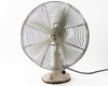 Robbins and Myers CG16 vintage electric desk fan — straight-on front view showing full wire cage guard and blade assembly