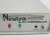 Neutra Pulse Auto Controller DC Ionization System — close-up of front panel showing brand logo, red and green LED indicators, Alarm and Reset buttons