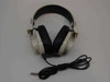 Califone 2924AV monaural headphones front view showing adjustable headband, black ear cushions, white housing, and 6 ft straight cord with 1/4 inch phone plug