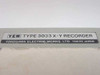 Yokogawa YEW Type 3033 X-Y Recorder nameplate label reading 'YEW TYPE 3033 X-Y RECORDER – YOKOGAWA ELECTRIC WORKS, LTD. TOKYO JAPAN'