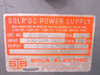 Sola Electric 28-5093 rating plate showing Cat. No. 28-5093, Input 100-130 VAC 60 Hz, Output 3-22 VDC 7.5A