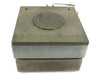 Custom hot plate top view with cover closed showing circular heating surface and stainless steel enclosure
