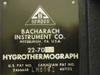 Bacharach Instrument Co. nameplate reading model 22-7008 Hygrothermograph, Pittsburgh PA USA, US Pat No 2466658, Canadian Pat No 457125, serial LM0531
