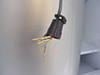Multi-pin connector cable with gold pin terminals – sensor or control wiring from the pumping station cabinet