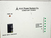 AAA Power System Constant Power 6 front panel close-up — PWR ON pilot light, Square D Main Input Breaker (10A), and green Operating Range Indicator LEDs