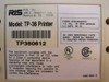 RJS TP-36 Receipt Printer - Power Requirements: 115VAC, 0.3A, 60Hz, 36W Max