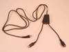 Symbol LT 1880 adapter cable 25-09212-01 fully laid out showing Y-split, inline module, DIN ends, and RJ45