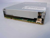 Panasonic JU-256A046P floppy drive – side and bottom view showing 34-pin IDC connector and power connector