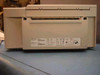 HP C2685A 2500CM printer rear view showing rating label, regulatory markings, UL/CE/FCC certifications, and parallel port connection