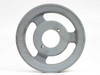 TB Woods 2AG61D cast iron V-belt sheave — straight-on face view showing bore hole, set-screw holes, and spoke pattern