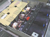Barco Graphics 400 interior view with G-400 control board and deflection yoke assemblies on all three CRT tubes