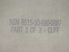 Close-up of canvas panel stamped NSN 6515-00-680-0887 Part 3 of 3 Cuff