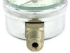 Close-up of 1/2" NPT brass bottom fitting on Marsh Instrument flow gauge showing threads and port opening