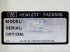 HP 9144A Hewlett-Packard model label showing Model 9144A, Serial 2808239660, Option 00, Made in United Kingdom