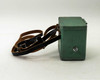 MSA Model 20 Combustible Gas Indicator — opposite side view showing green painted metal case with leather strap and port fitting