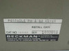 Beckman 123303 label showing Cat No 123303, Ser 1400045, Portable PH & O2 Meter, Beckman Instruments Scientific Instruments Division, Irvine CA
