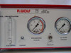 Richard Wolf 2043.50 CO2 Insufflator front panel close-up — flow control, To Patient port, Intra Abdominal Pressure gauge, CO2 Volume Consumed gauge, and Insufflate toggle switch