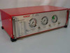 Richard Wolf 2043.50 CO2 Insufflator front-left view — red enclosure with flow control column, pressure gauges, and toggle switches