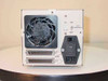Unisys M610 External WORM Optical Disc Drive – rear panel view showing dual SCSI connectors, SCSI terminator ON/OFF switch, SCSI ID selector, cooling fan, and IEC AC power inlet