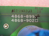 PCB label close-up showing part numbers 4868-899 and 4868-902 and inspection marking AE59453J1 ING TEST 18