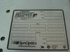 SynOptics LattisNet 3002 rear data plate showing Lorain Megahertz Power / Reliance Comm/Tec branding, input specs 110V/220V AC, output specs, part number 721-002C, UL and CSA markings