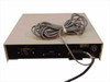Datatel DCP3081 CSU/DSU rear panel view showing V.35 connector port, RS-232C DB25 connector port, RJ48S network jack, and power entry with cable attached