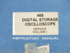 Tektronix 468 Digital Storage Oscilloscope Service Manual Vol I – close-up of front cover label reading '468 Digital Storage Oscilloscope Service Volume I Instruction Manual'