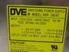 DVE DSP-1454C label closeup showing model number, input/output voltage and current ratings, fuse rating, and UL certification mark