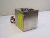 DVE DSP-1454C 200W AT Switching Power Supply – angled front-left view showing metal enclosure, dual cooling fans on top, and output wiring harness