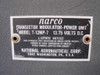 NARCO T-12MP-7 rating plate showing model number, 13.75 Volts D.C., National Aeronautical Corp. Fort Washington PA, and RCA license notice
