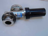 Torr Vacuum Products RBS-22A right-angle flow control valve – front-left view showing stainless flanges and black pneumatic actuator