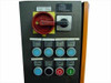 Rexroth Fibro UFMS controller panel — rotary main switch (red handle), 4-position selector switch, and array of illuminated push-button controls with German-language labels