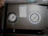 Rexroth dual pressure gauge panel — two analog hydraulic pressure gauges mounted on Rexroth-branded panel, front-facing view