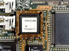 Compaq 136522-001 custom ASIC chipset close-up on Compaq 386 SX system board PCB