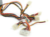 Power Man HP-A1463F5 — close-up of output connector harness including 20-pin ATX main connector and multiple 4-pin Molex peripheral connectors